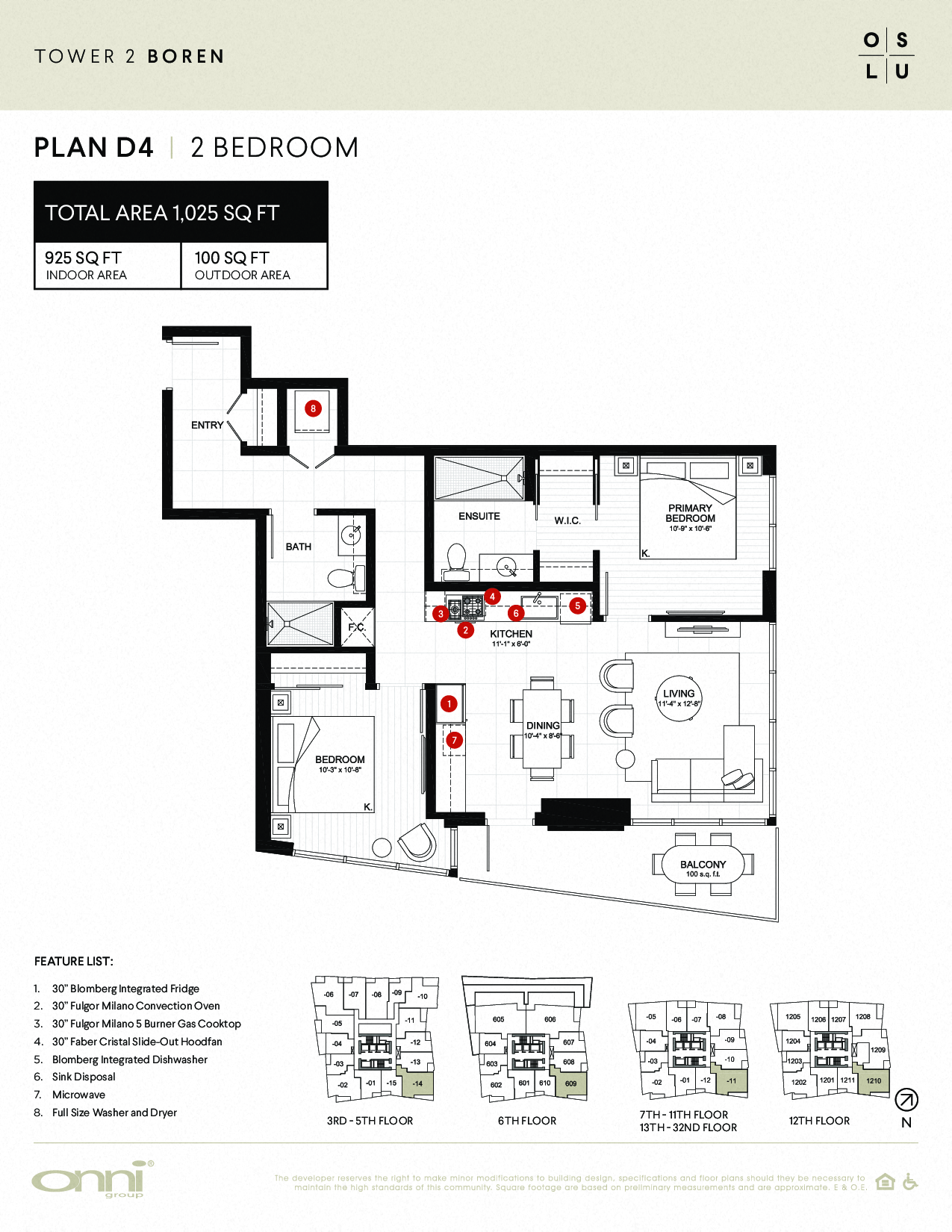 Floor plan for 2 beds, 2 baths, 925 sqft